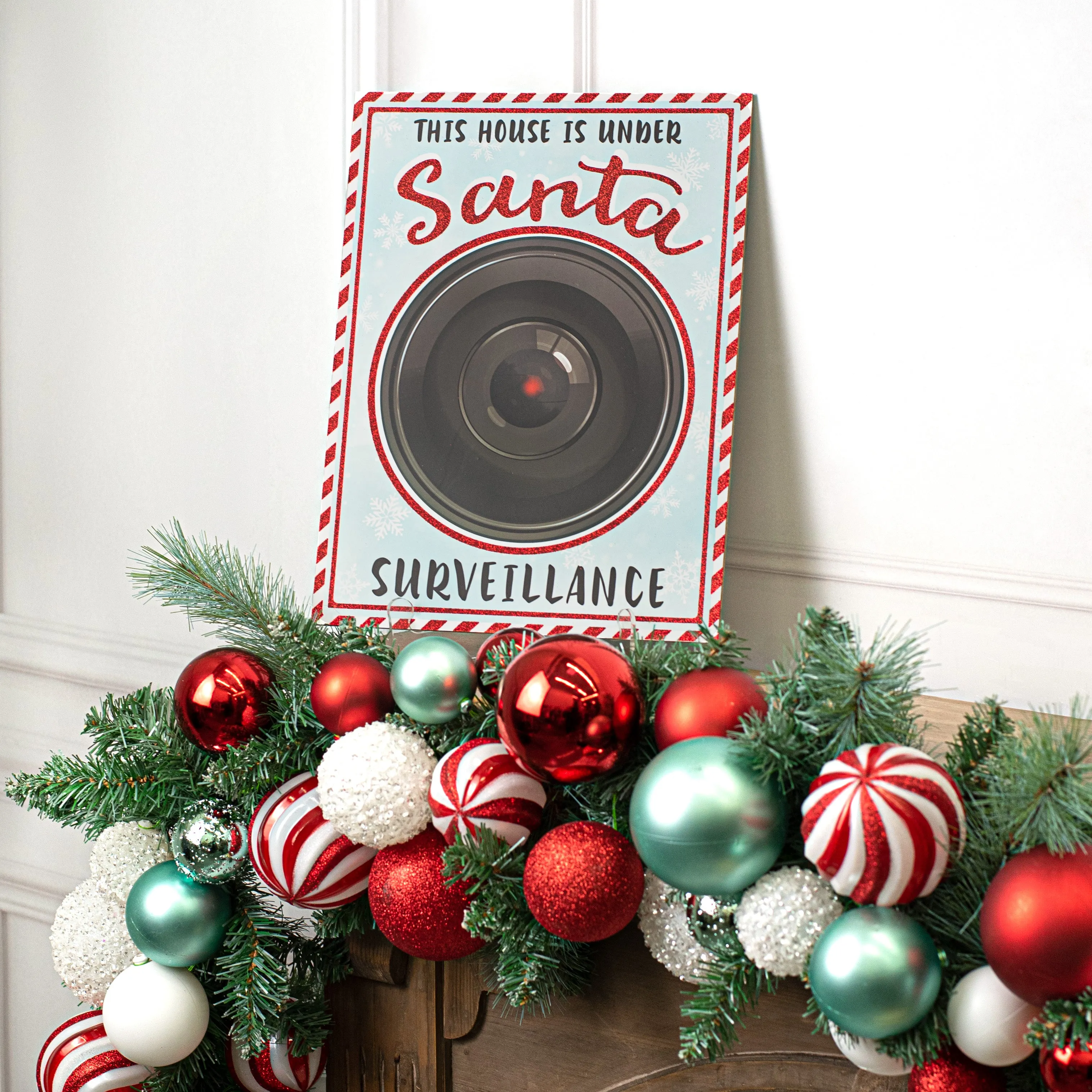 16" Wooden Sign: Santa Surveillance