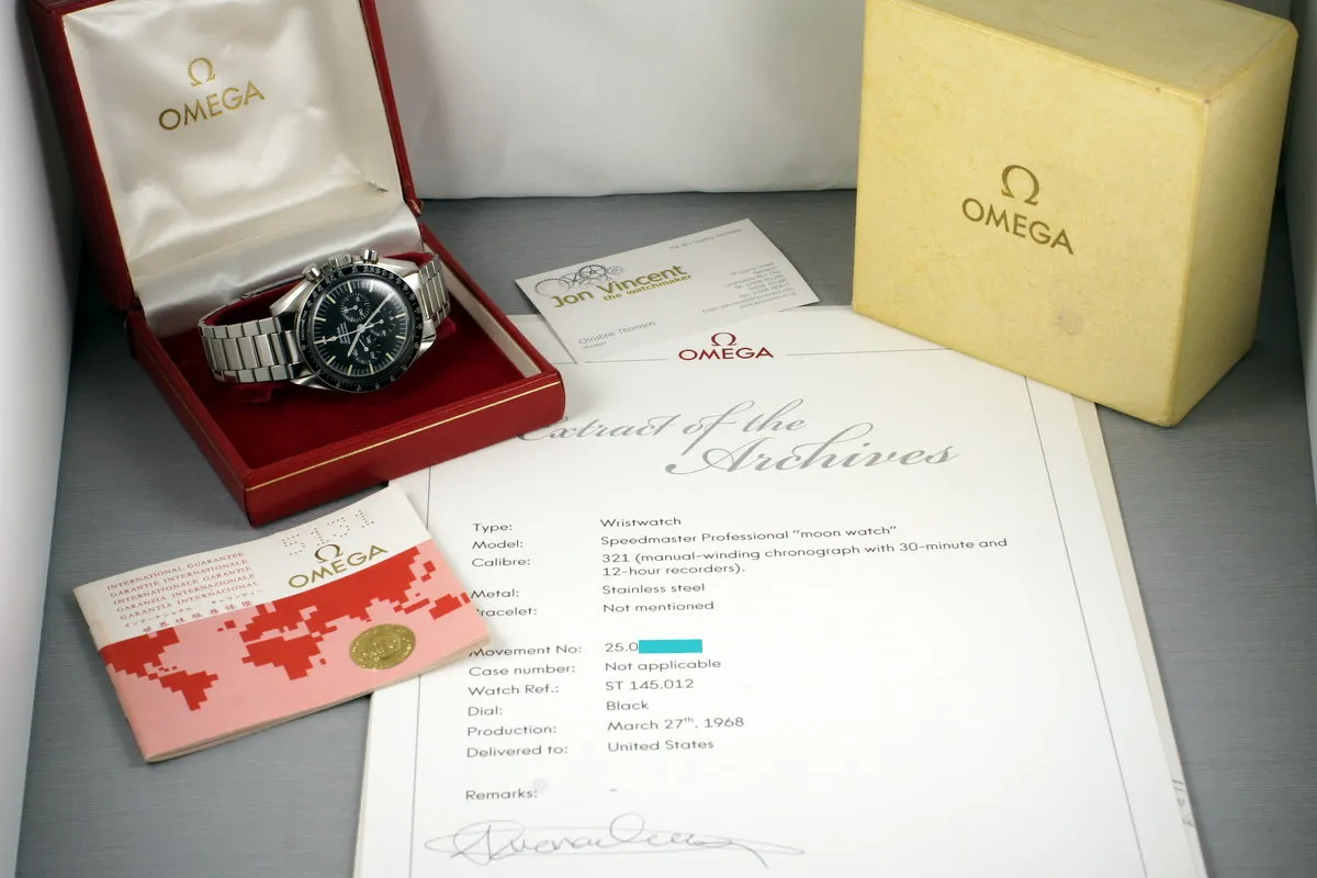 1968 Omega Speedmaster ST145.012 Calibre 321 with Box and Archive Papers