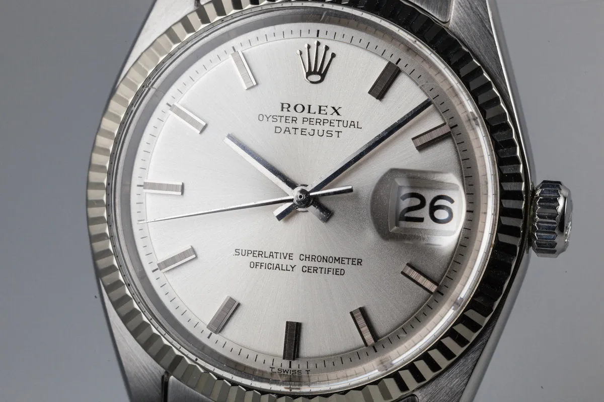 1972 Rolex DateJust 1601 Silver Dial with No Lume Dial