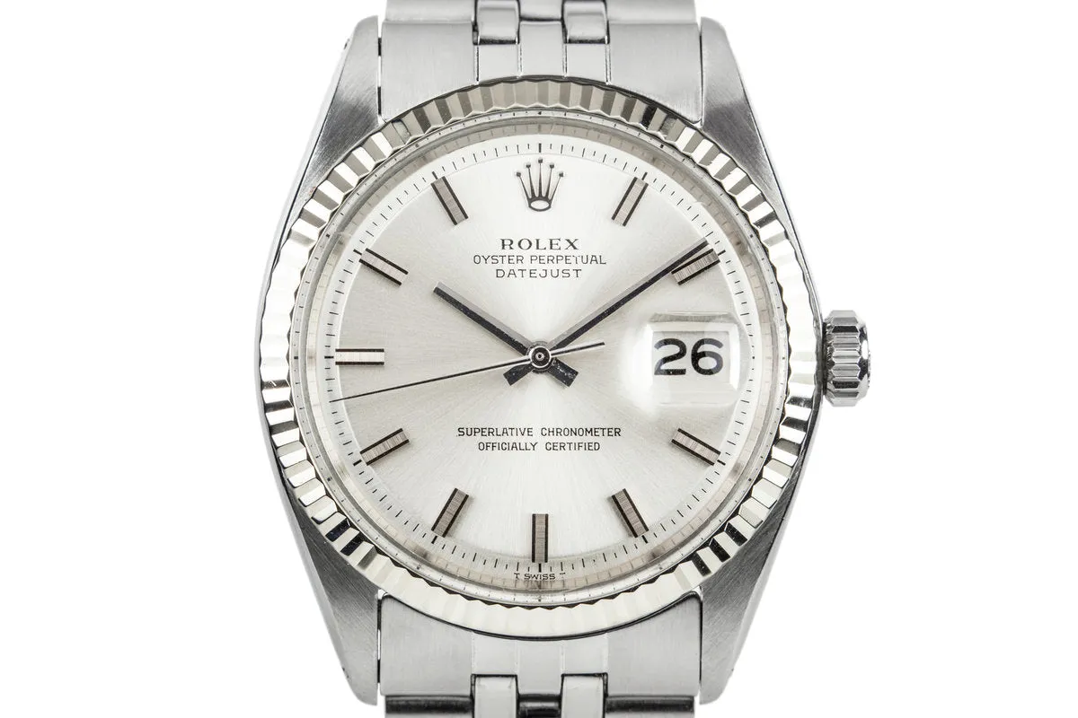 1972 Rolex DateJust 1601 Silver Dial with No Lume Dial