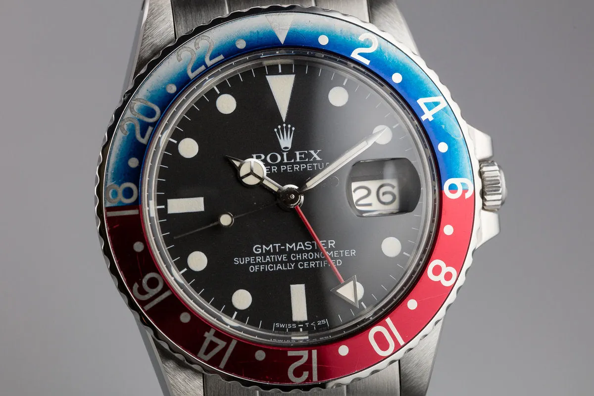 1981 Rolex GMT-Master 16750 "Pepsi" with Box, PX Purchase Papers, and Service Records