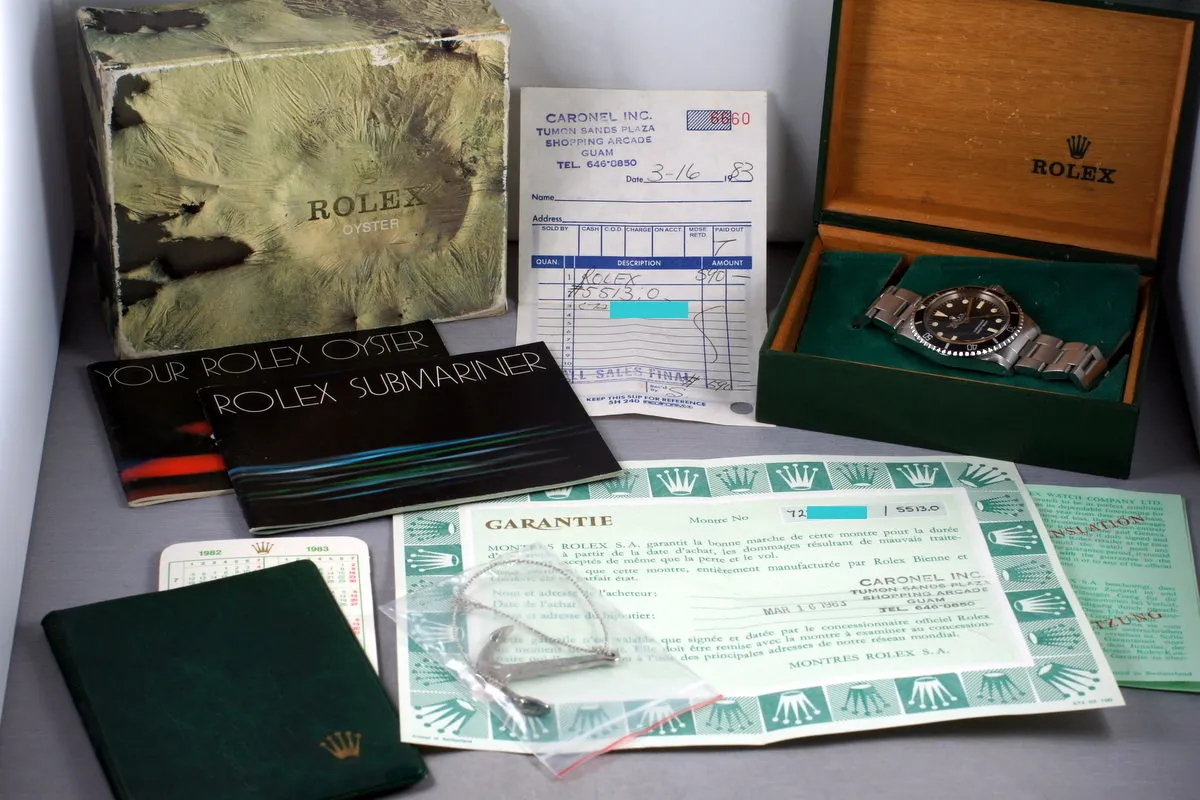 1982 Rolex Submariner 5513 Mark IV with Box and Papers