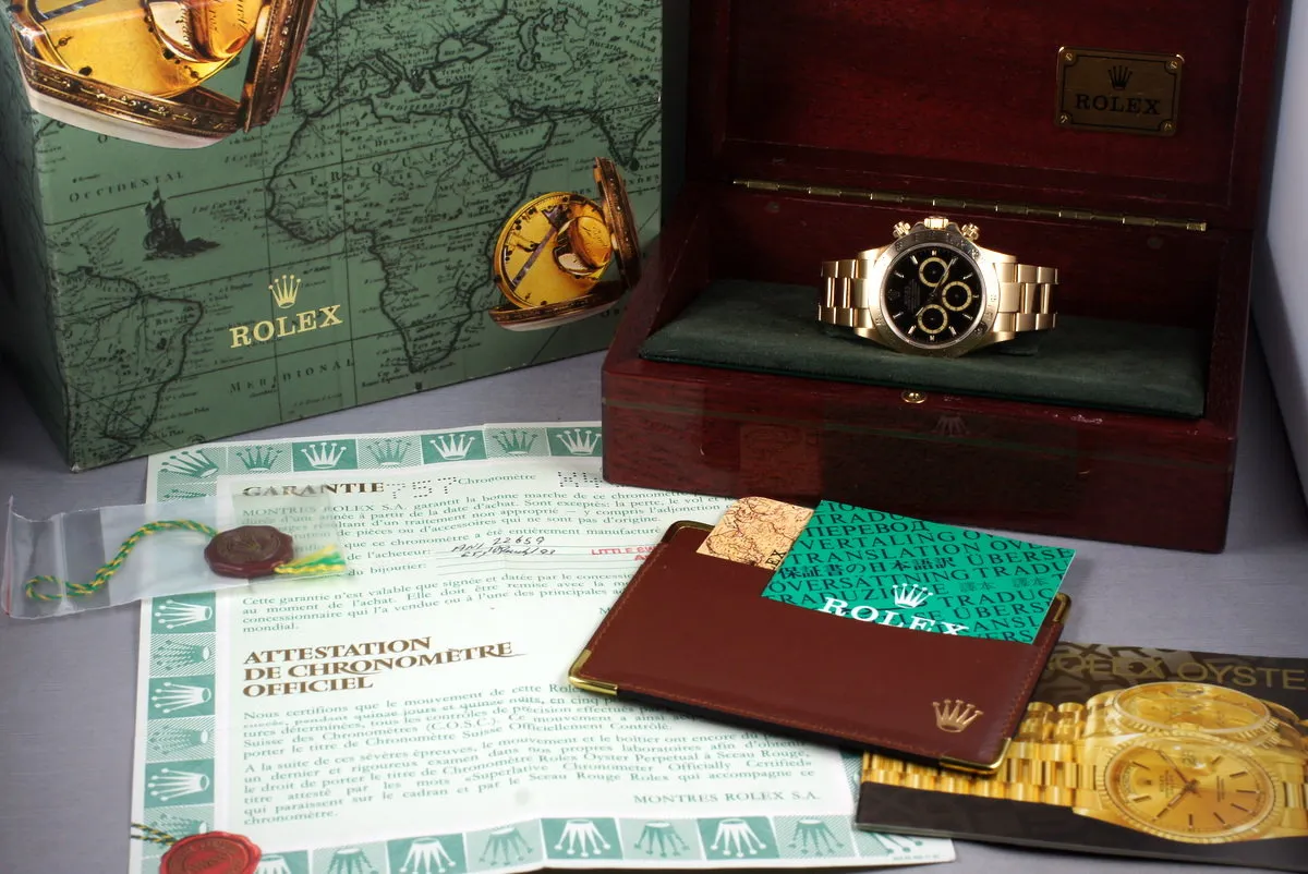 1991 Rolex YG Zenith Daytona 16528 with Box and Papers