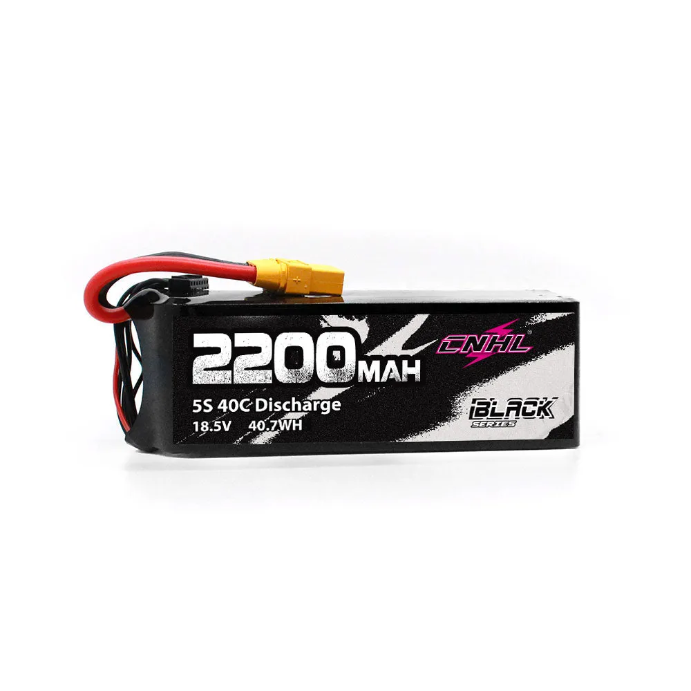 2 Packs CNHL Black Series 2200mAh 5S 18.5V 40C Lipo Battery with XT60 Plug - UK Warehouse