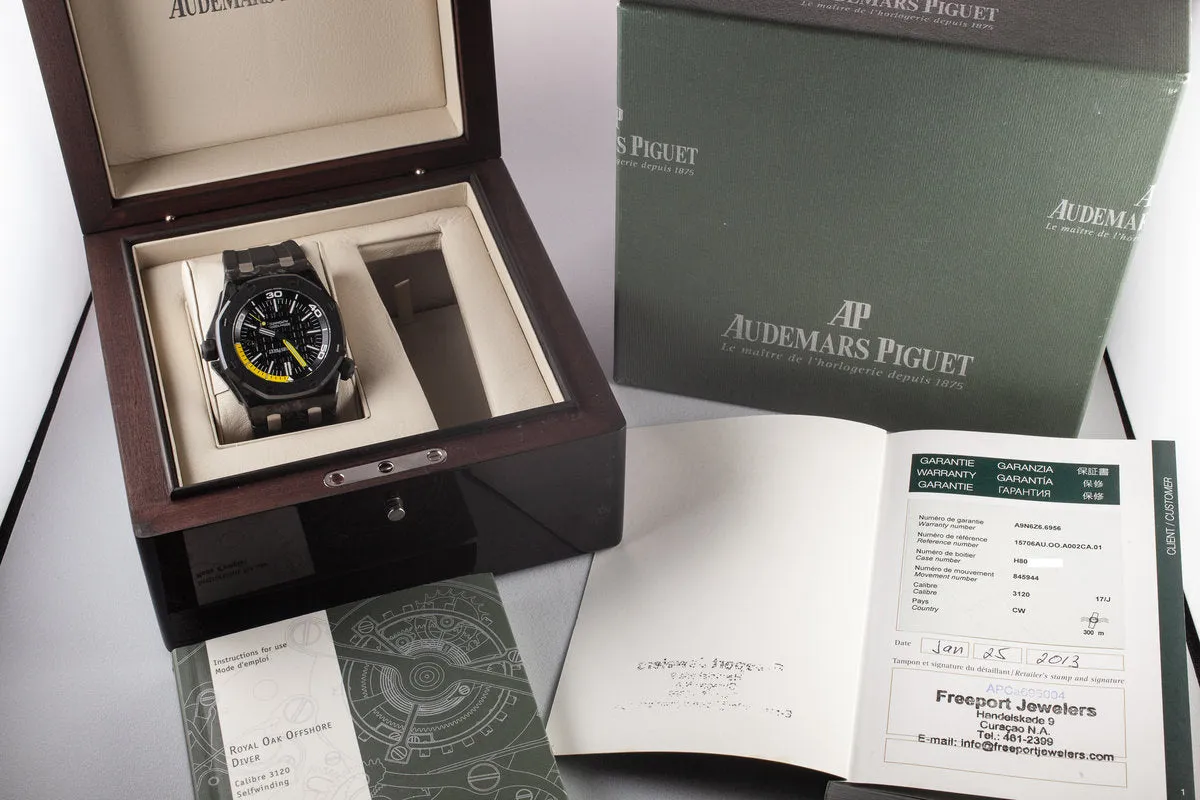 2013 CarbonFiber Audemars Piguet Royal Oak Offshore Diver 15706 with Box and Papers