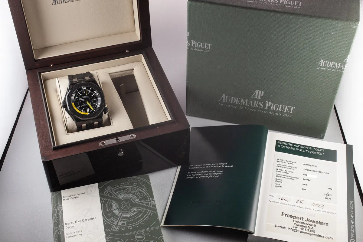 2013 CarbonFiber Audemars Piguet Royal Oak Offshore Diver 15706 with Box and Papers