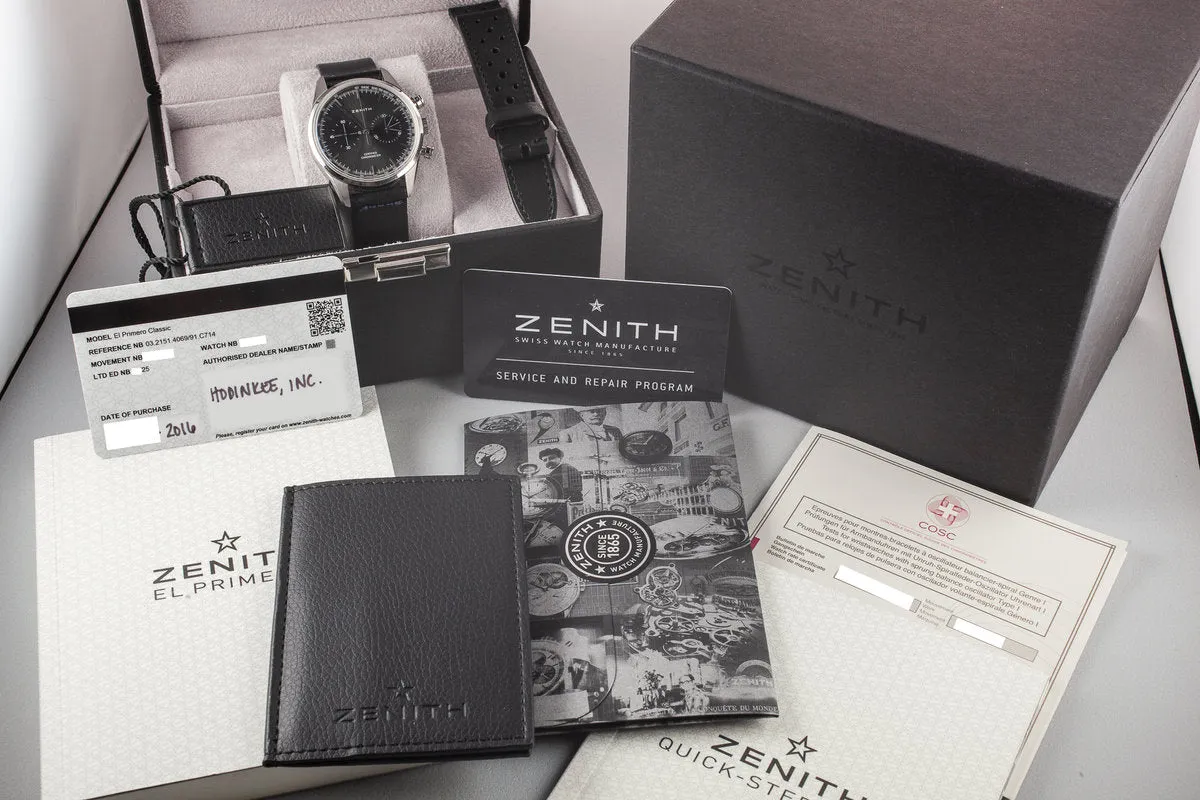 2016 Zenith El Primero Classic 03.2151.4069/91.C714 Hodinkee Limited Edition with Box and Papers