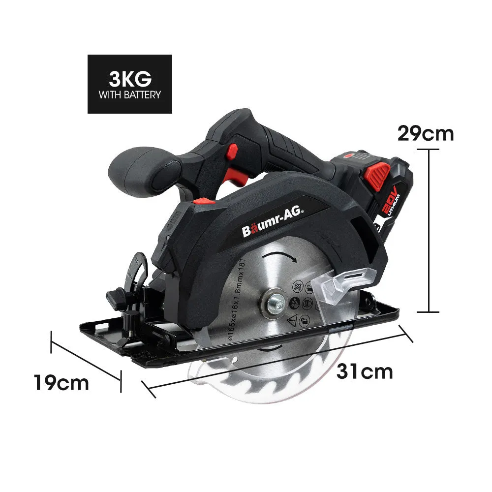 20V 165mm Cordless Circular Saw, 4200RPM, Laser Guide - Baumr-AG CS3