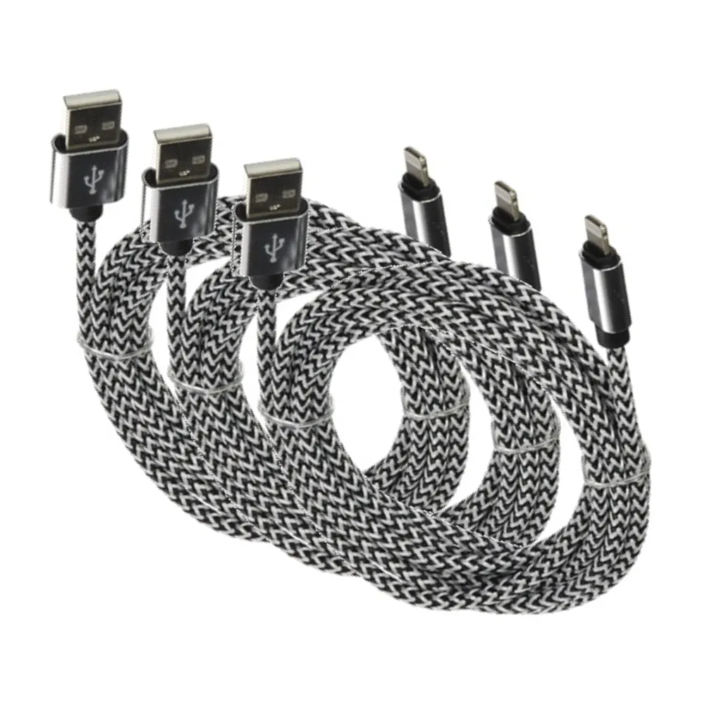 (3 Pack) Braided Paracord iPhone Lightning Cable 3 ft