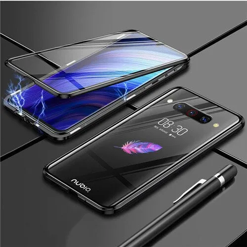 360 Full Magnetic Phone Case For ZTE Nubia Z20 NX627J Metal Frame Double Sided Glass Cover Aluminum Bumper For Nubia Z20 Case