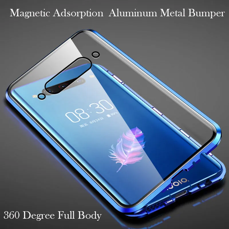 360 Full Magnetic Phone Case For ZTE Nubia Z20 NX627J Metal Frame Double Sided Glass Cover Aluminum Bumper For Nubia Z20 Case