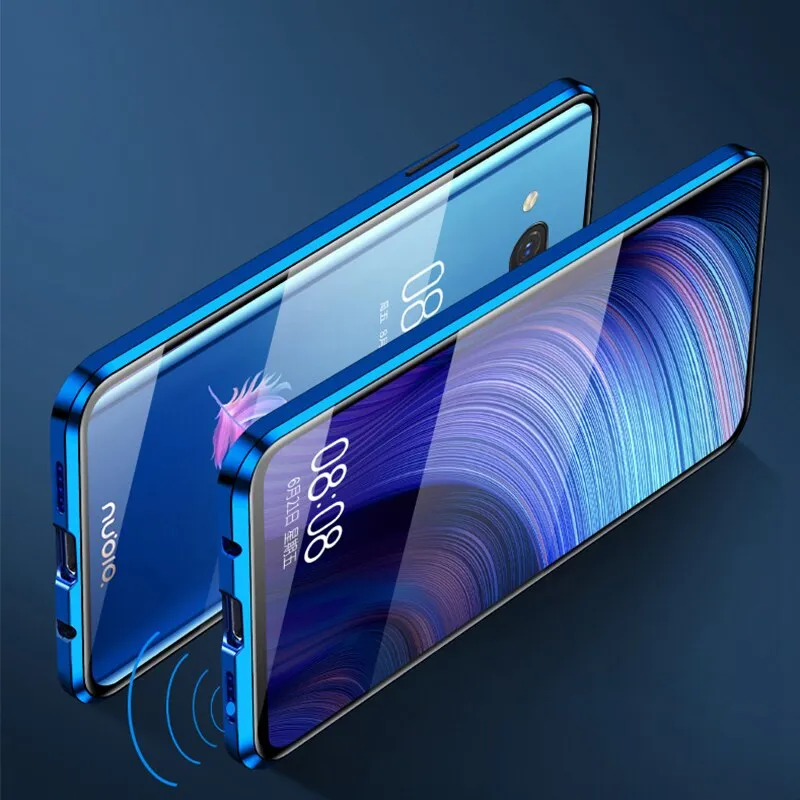 360 Full Magnetic Phone Case For ZTE Nubia Z20 NX627J Metal Frame Double Sided Glass Cover Aluminum Bumper For Nubia Z20 Case