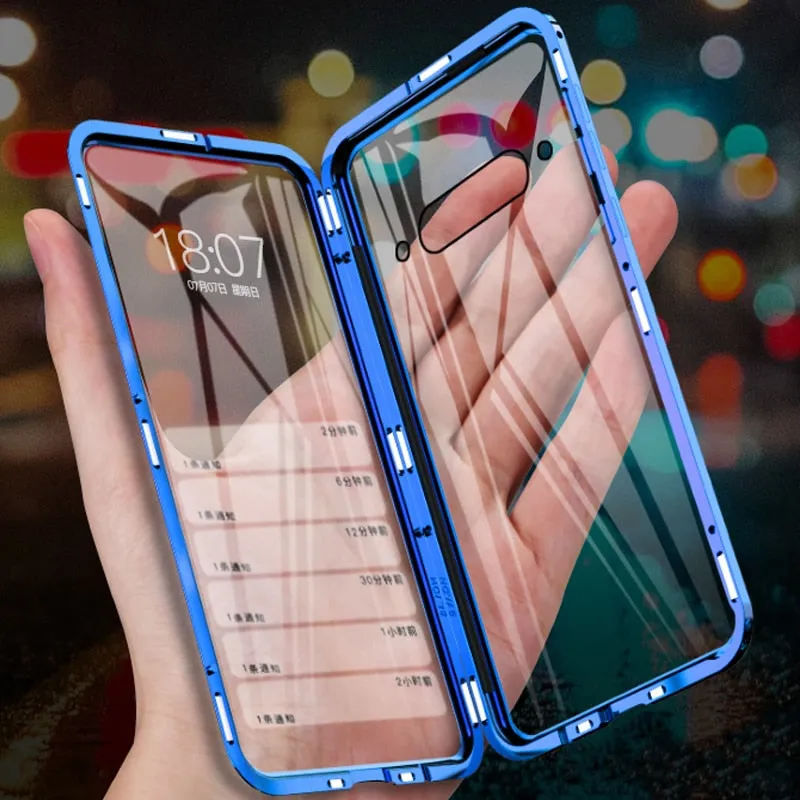 360 Full Magnetic Phone Case For ZTE Nubia Z20 NX627J Metal Frame Double Sided Glass Cover Aluminum Bumper For Nubia Z20 Case