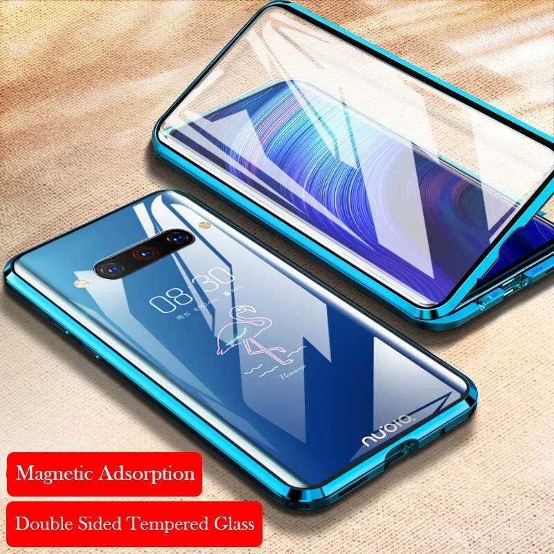 360 Full Magnetic Phone Case For ZTE Nubia Z20 NX627J Metal Frame Double Sided Glass Cover Aluminum Bumper For Nubia Z20 Case