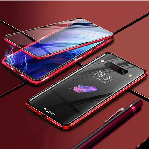 360 Full Magnetic Phone Case For ZTE Nubia Z20 NX627J Metal Frame Double Sided Glass Cover Aluminum Bumper For Nubia Z20 Case