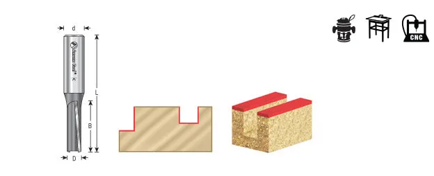 3°Production Shear Straight Plunge Router Bit | 2 Flute | 1⁄2 Dia x 1 1⁄4 x 1⁄2" Shank | 45420-PS | 738685354209