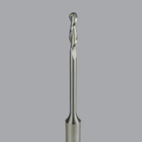 52-240BL, 0.125" Dia, 0.5" LOC, 0.25" Shank Dia, 3" OAL, 2 Flute Upcut Ballnose Router Bit