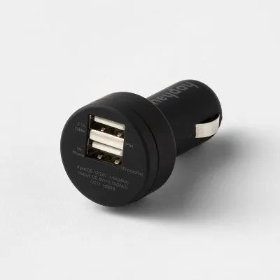 6' Lightning to USB-A Cable 2-Port 3.1A Car Charger - heyday Black/Gold