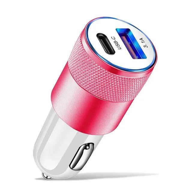 66W Dual USB Car Charger with Type C Fast Charging: High-Speed Adapter - Cigarette Lighter Socket