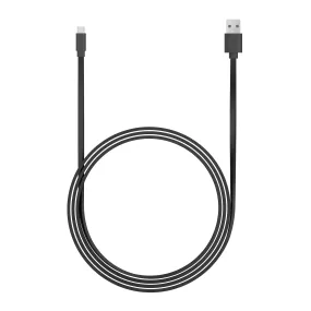 6ft Flat TPU Micro USB to USB-A Cable - Black