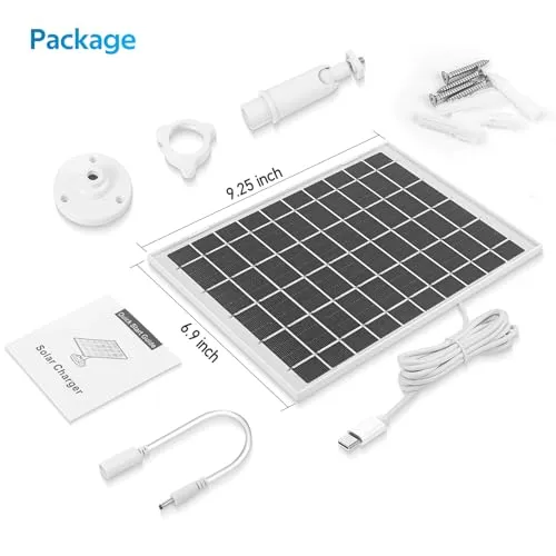 7W Solar Panel for Ring Camera, USB Ring Solar Panel for Security Camera with DC Port Charger, Ring Solar Charger Compatible for Ring Stick Up Cam