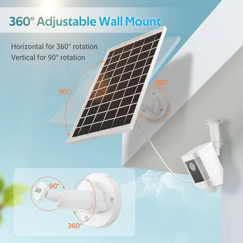 7W Solar Panel for Ring Camera, USB Ring Solar Panel for Security Camera with DC Port Charger, Ring Solar Charger Compatible for Ring Stick Up Cam