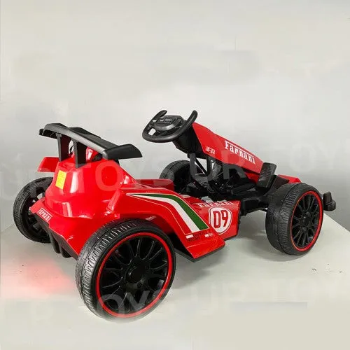 A Formula 1 Ferrari 2025 Style 12V Kids Ride On Go Kart 1 Seater | Upgraded | LED Lights | Remote | Ages 3-8