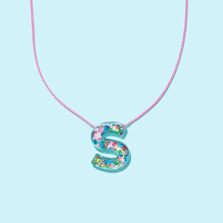 Acrylic Box Chain Necklace - Letters - Colorful Confetti - Each