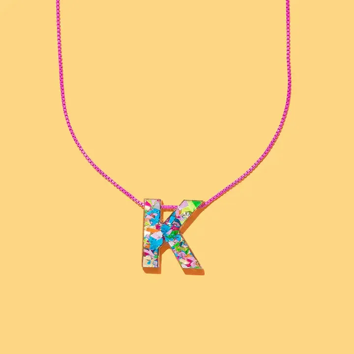 Acrylic Box Chain Necklace - Letters - Colorful Confetti - Each