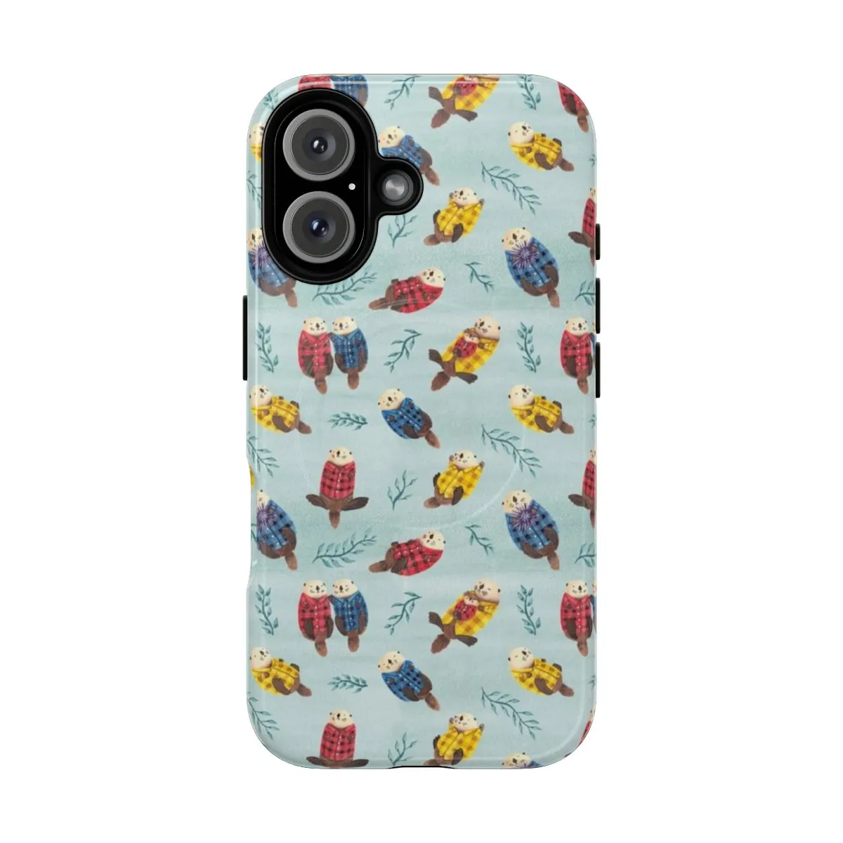 Adorable Sea Otter Plaid Magnetic Tough Phone Case