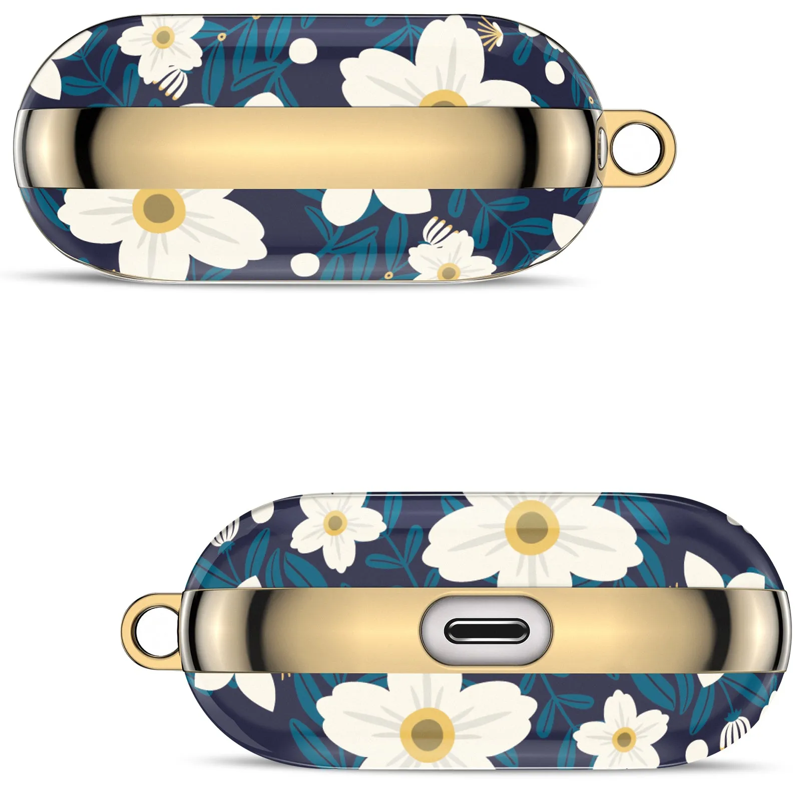 AirPods Pro Case | Cute Flower Skin Hard PC Shockproof Protective Cover | Dark Blue