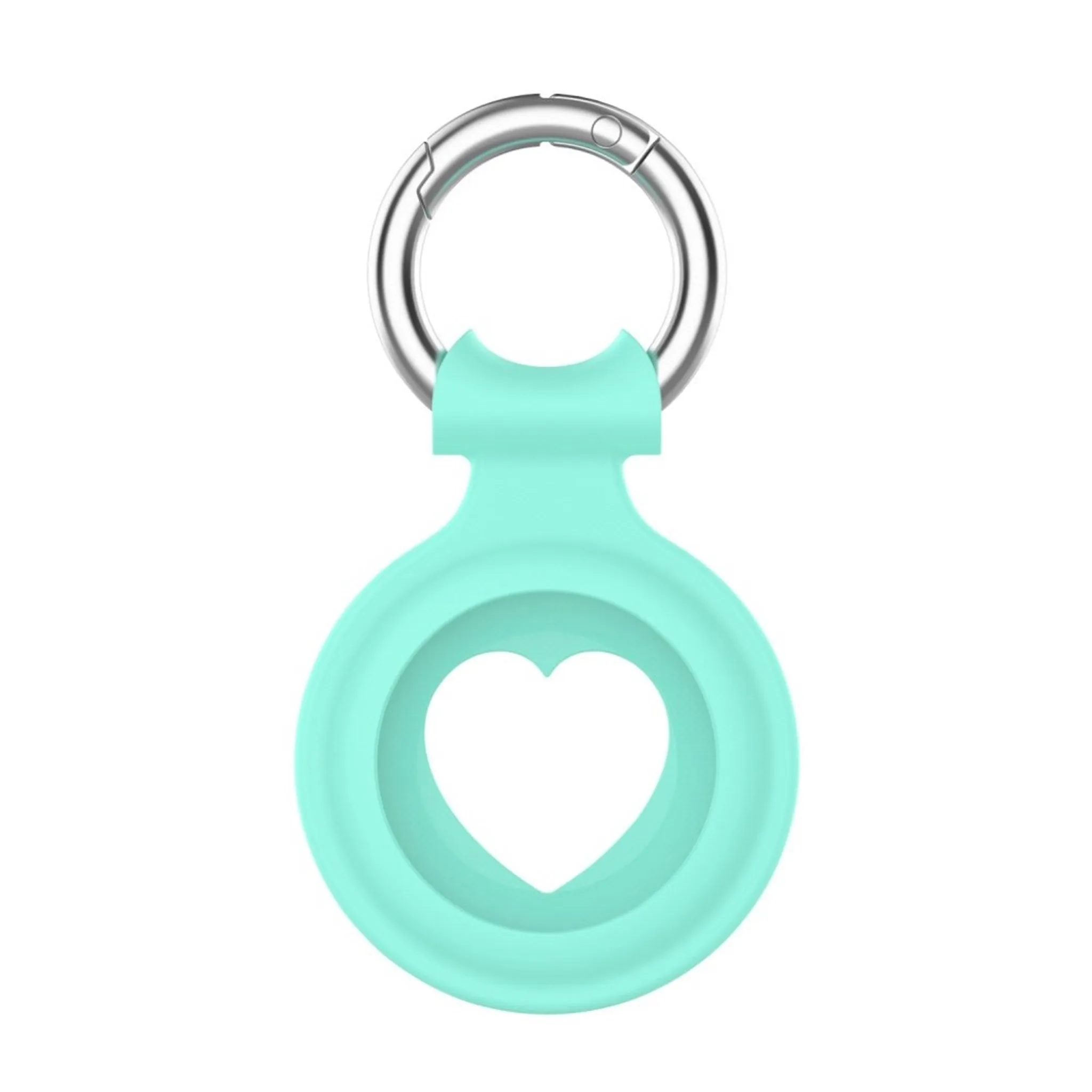 AirTags heart design silicone cover with spring buckle - Cyan