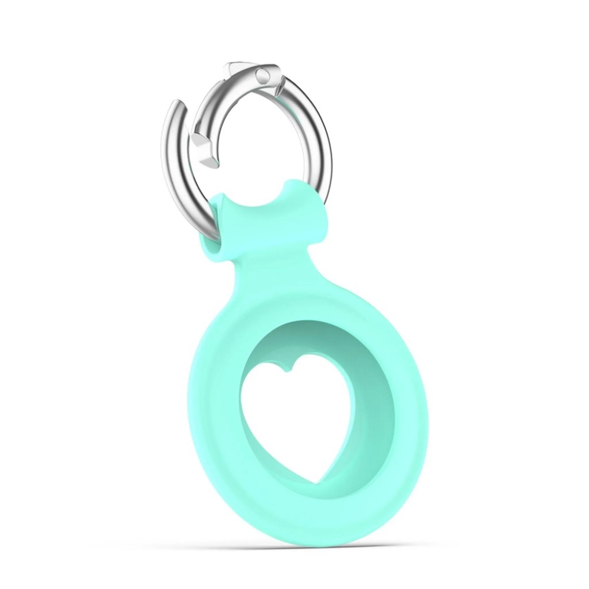 AirTags heart design silicone cover with spring buckle - Cyan