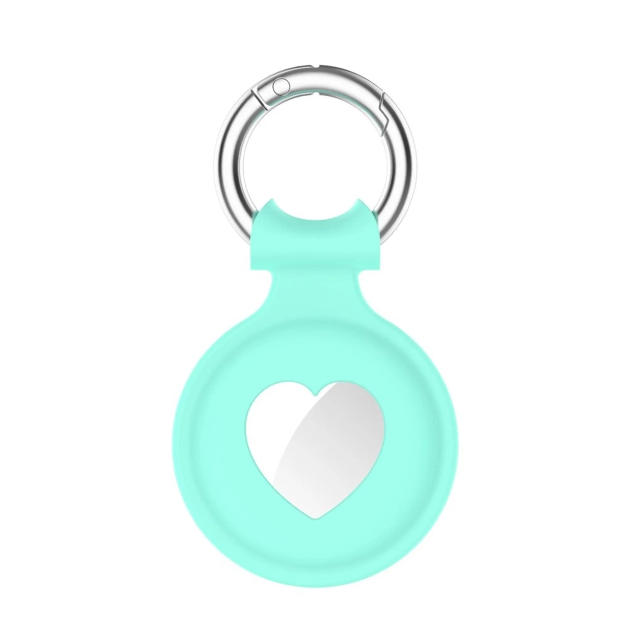 AirTags heart design silicone cover with spring buckle - Cyan