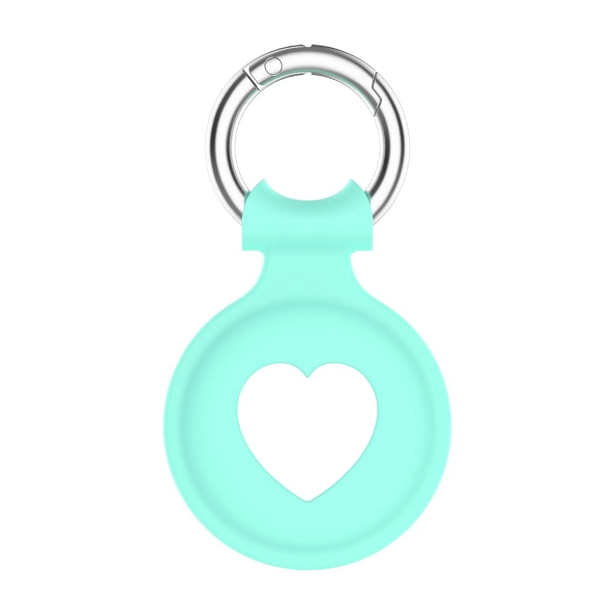 AirTags heart design silicone cover with spring buckle - Cyan