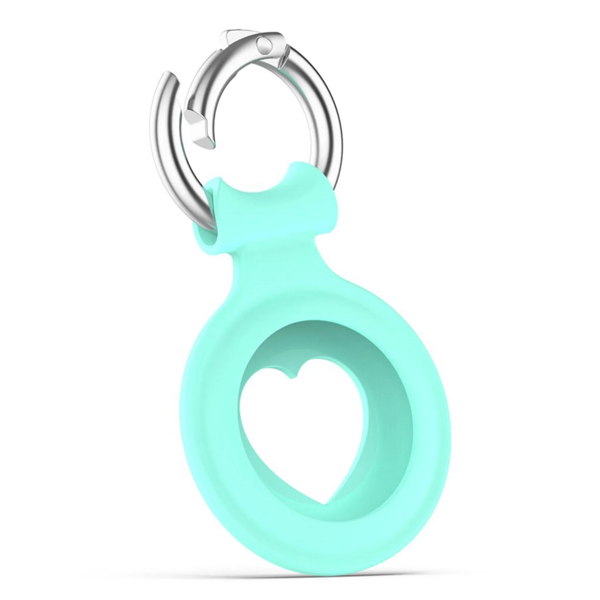 AirTags heart design silicone cover with spring buckle - Cyan