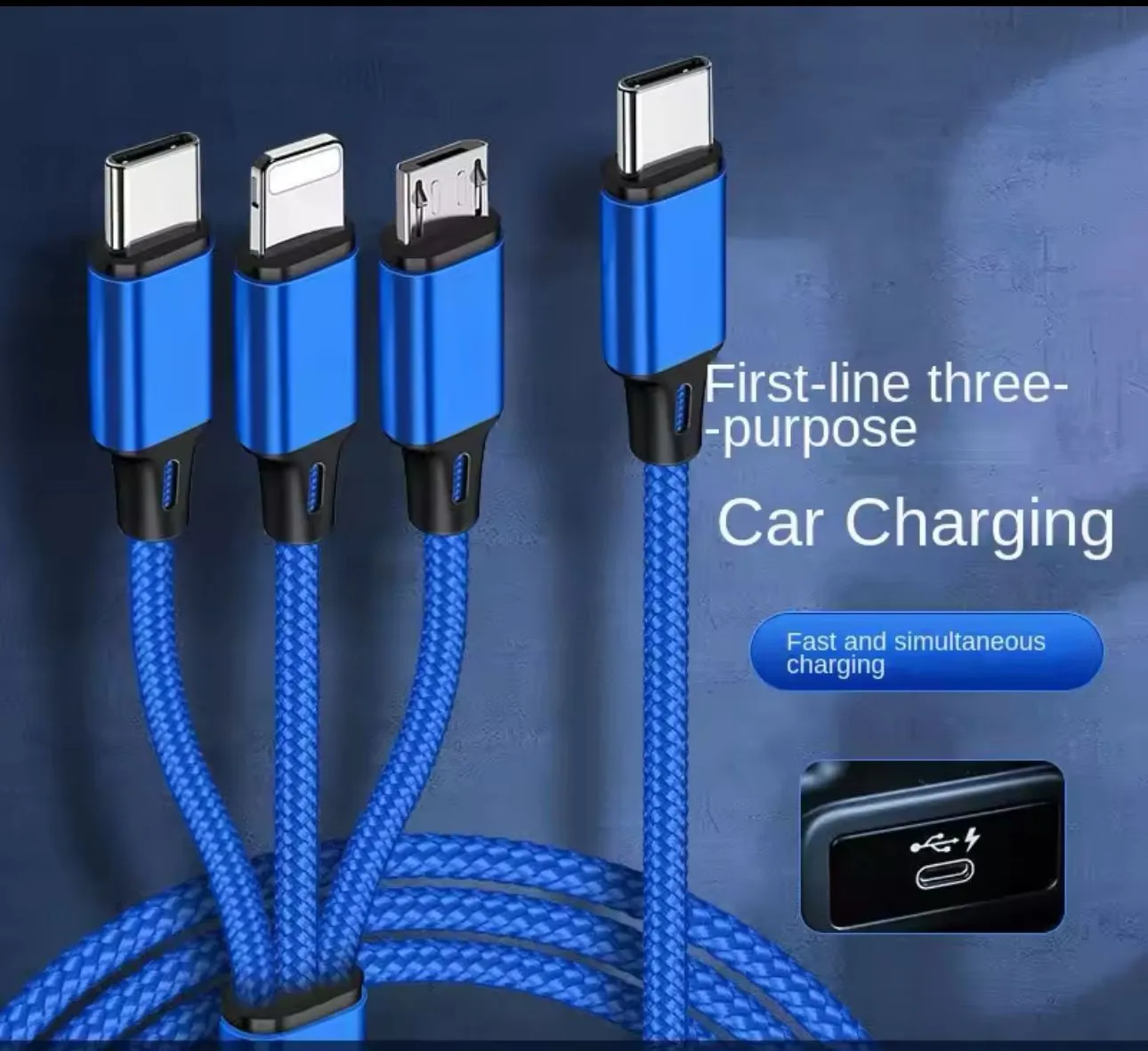 All-in-One Charging Solution - 3-in-1 Charger/ usb charger cable for car