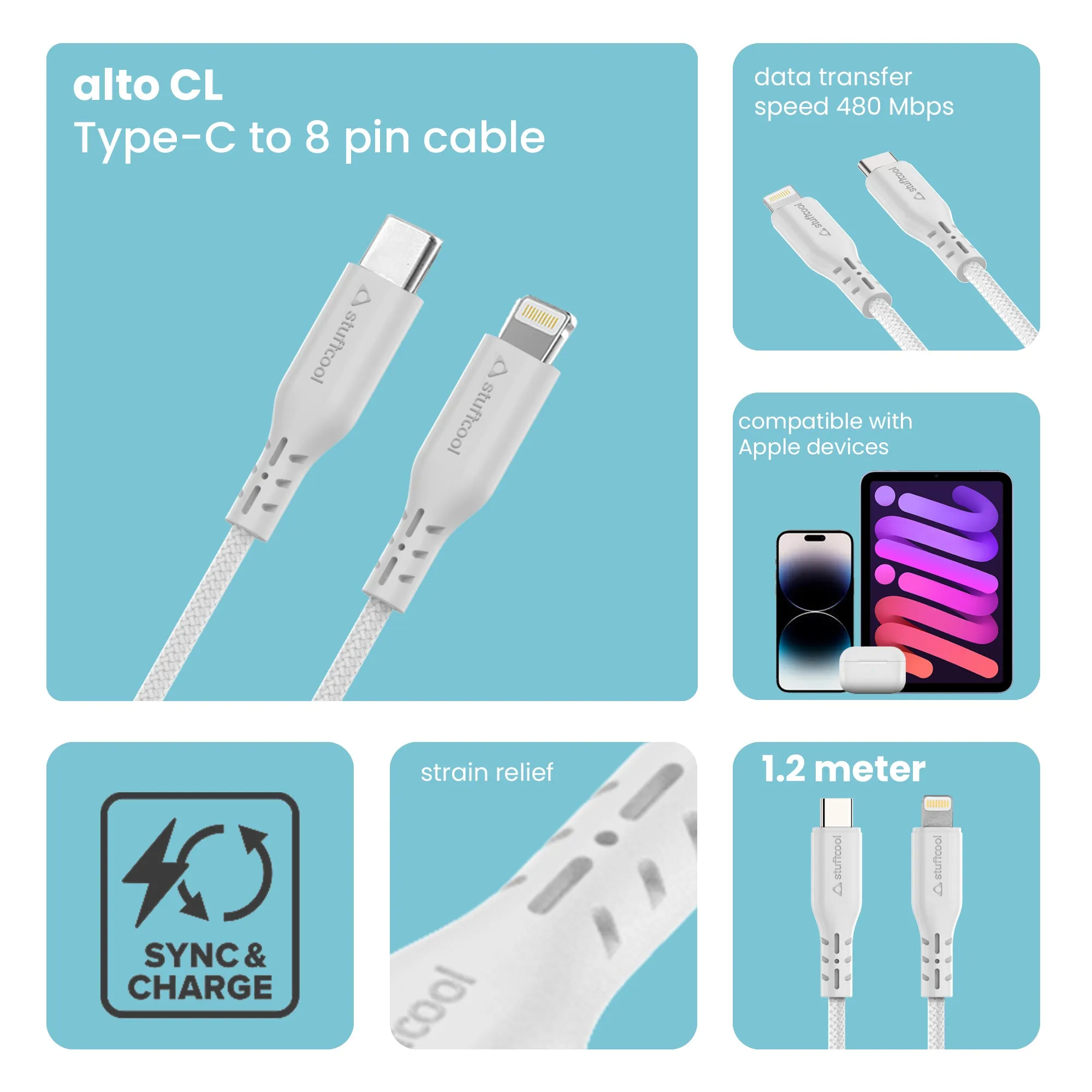 Alto USB C to Lightning 20W cable for IOS Device