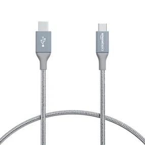 Amazon Basics Double Braided Nylon USB Type-C to Micro-B 2.0 Male Charger Cable | 1 foot, Dark Gray