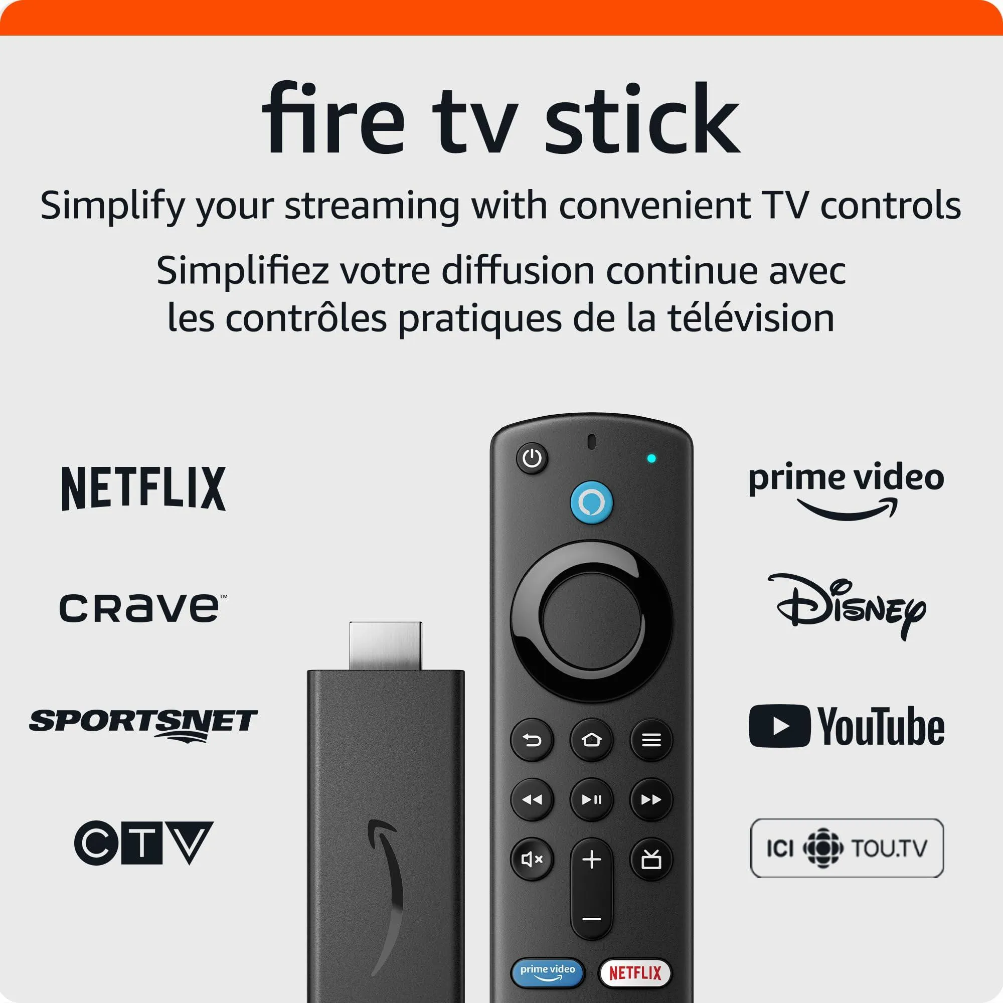 Amazon Fire TV Stick with Alexa Voice Remote.