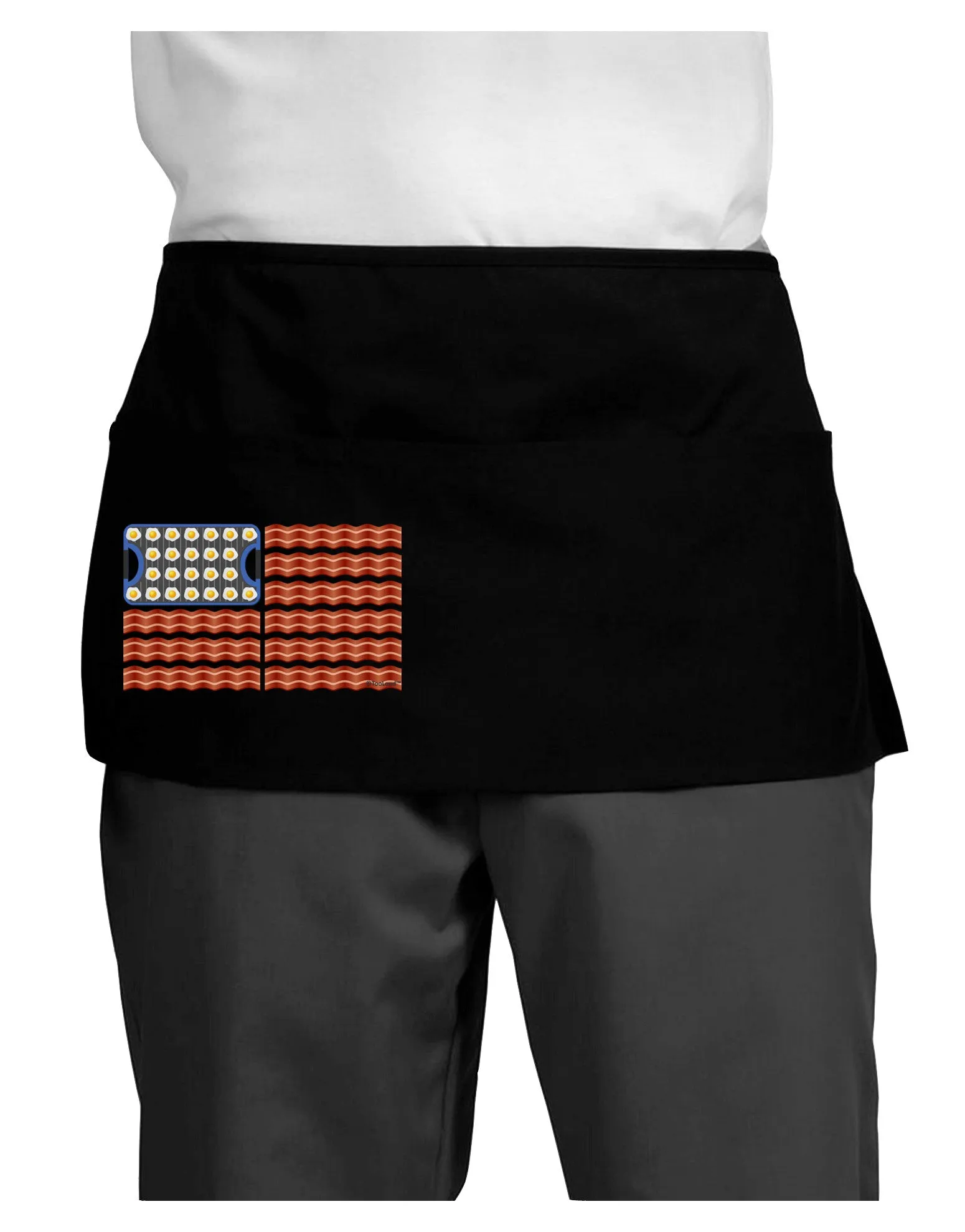 American Breakfast Flag - Bacon and Eggs Dark Adult Mini Waist Apron, Server Apron