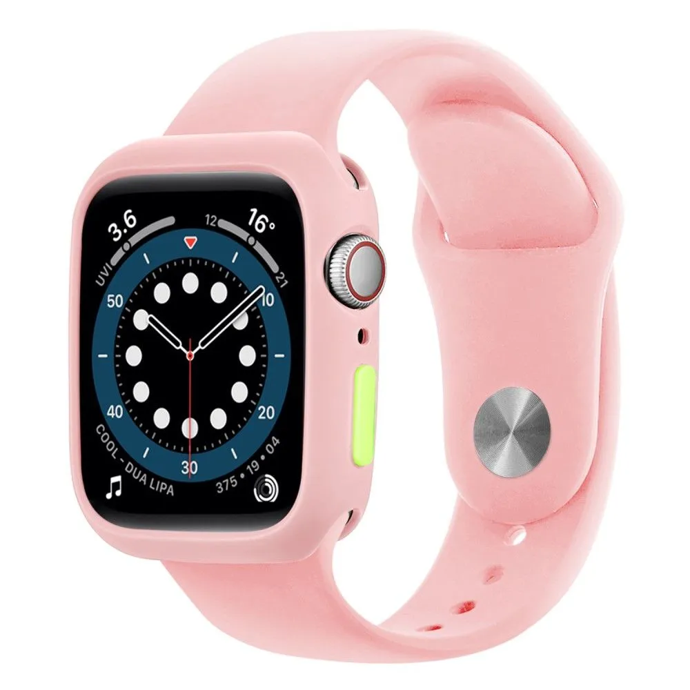 Apple Watch (41mm) candy color button TPU cover - Pink / Fluorescent Green