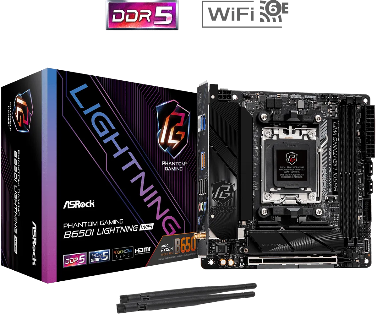 ASRock B650I Lightning WiFi DDR5,Socket AM5 Mini-ITX Motherboard