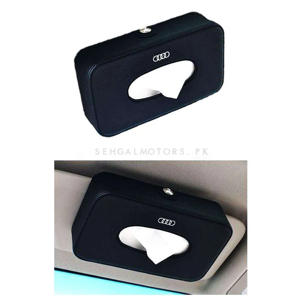 Audi Leather Car Sun Visor / Sunshade Tissue Holder Case Box - Black