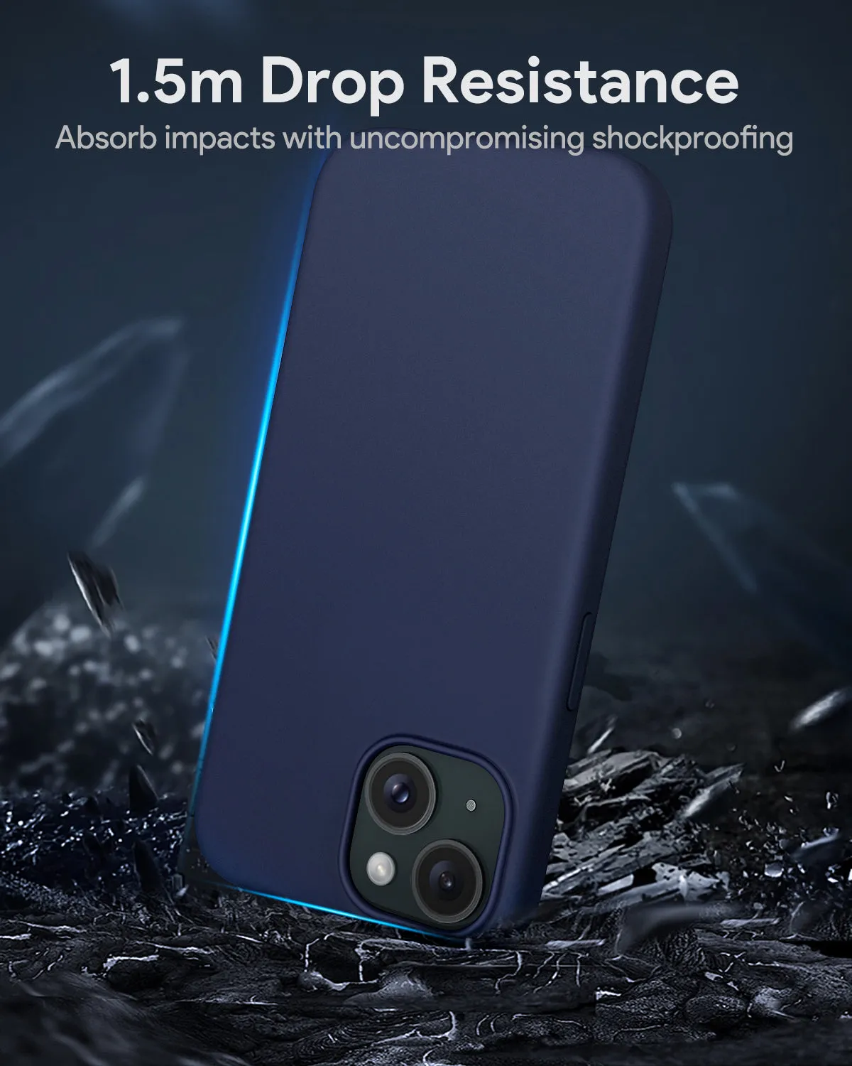 AUKEY Magnetic Hrd-Shell Phone Case  Midnight iPhone 15 Blue