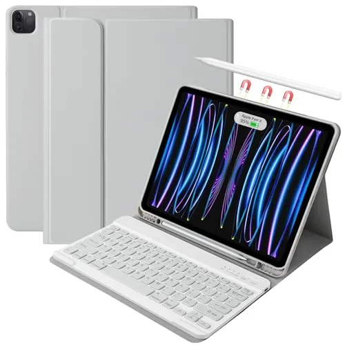 besky Keyboard Case for iPad Pro 12.9 inch (5th, 6th Generation) & New Air 13 inch M2 (Only Applies to 3 iPads Model) - Wireless Detachable Keyboard- Pencil Holder, with Auto Sleep/Wake Function