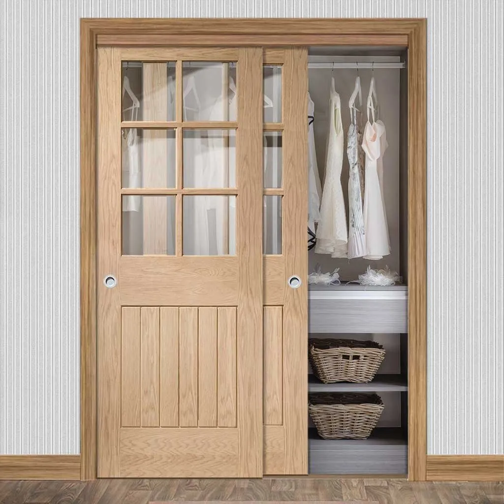 Bespoke Suffolk Oak 6 Pane Glazed 2 Door Maximal Wardrobe and Frame Kit - Prefinished