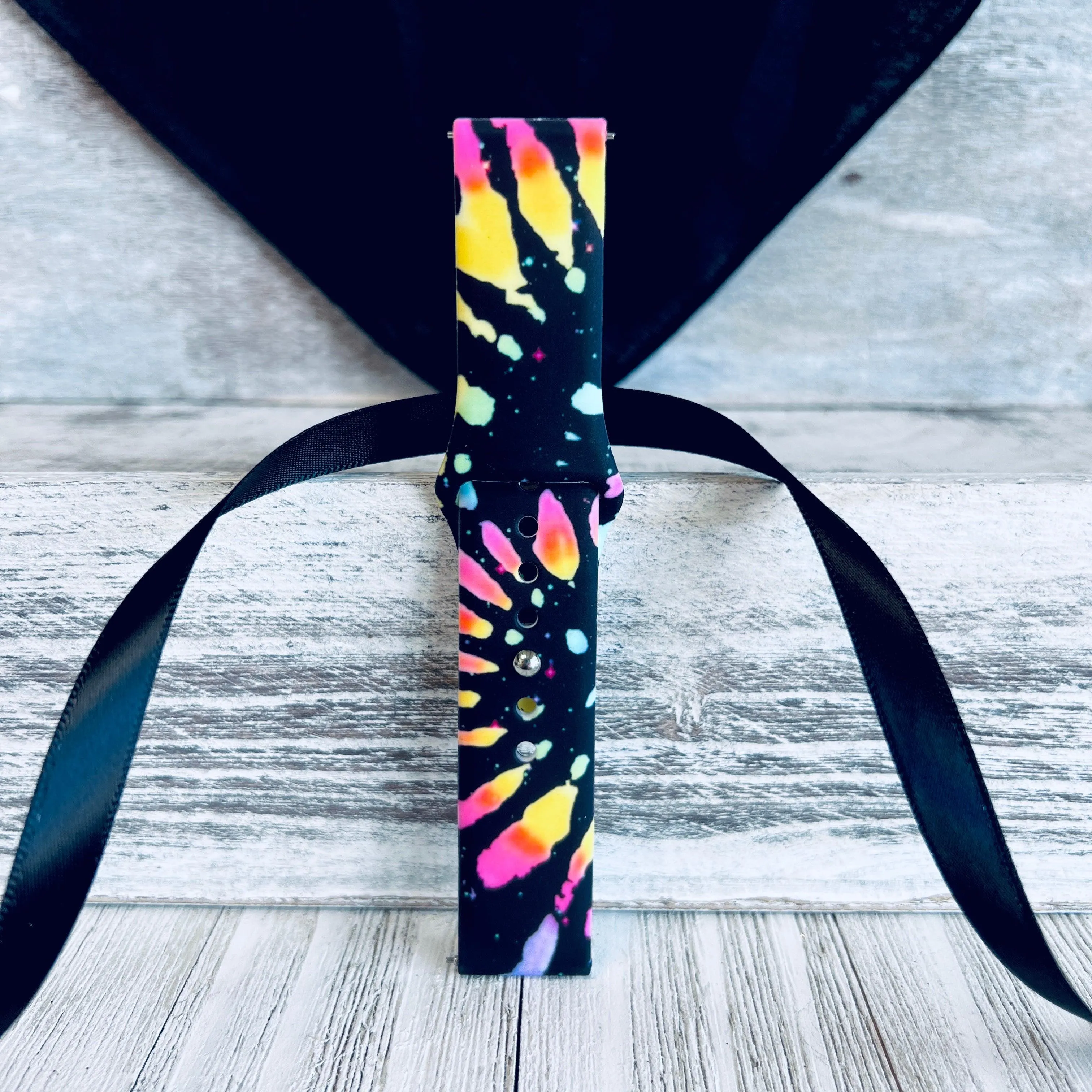 Black Tie Dye Print Silicone Band For Samsung Watch