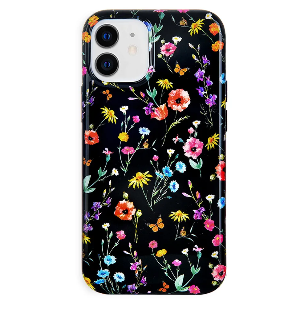 Black Wildflower iPhone Case