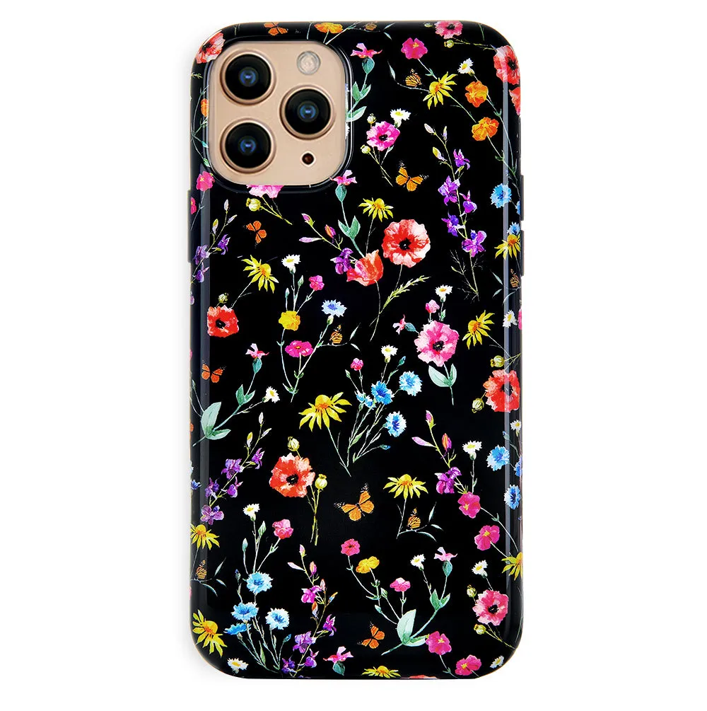 Black Wildflower iPhone Case